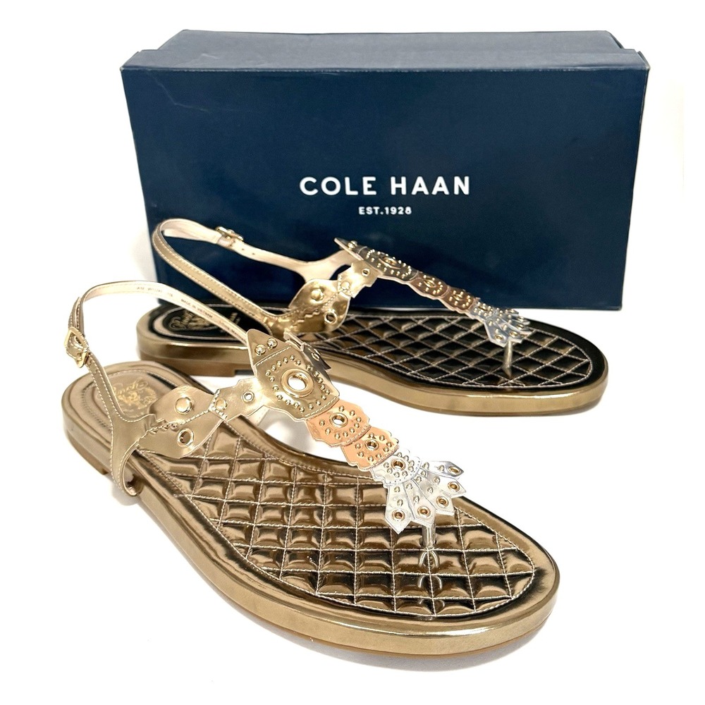 Cole Haan Sandal Womens 11 Pinch Marine Leather Lobster Rose Gold T-Strap Thong